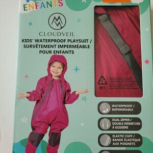 Cloudveil Kid's Hooded Rainsuit (Pink, 2T)
